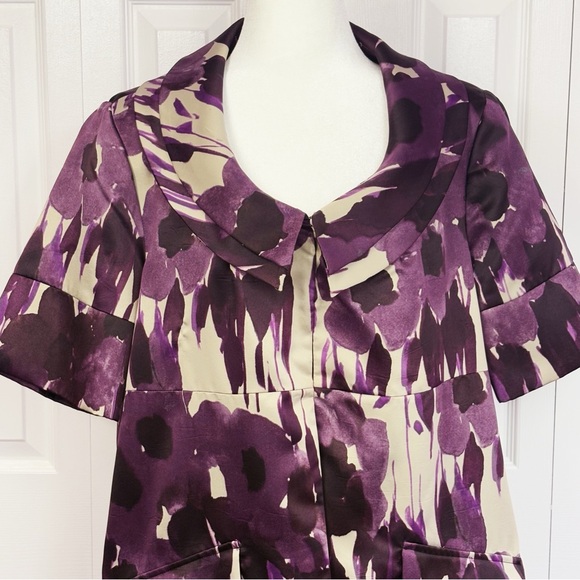 Simply Vera Vera Wang Purple Multi Floral Short Sleeve Swing Jacket XL - Picture 2 of 16